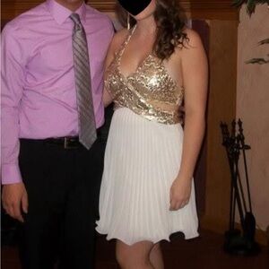 Gold and White Halter Dress